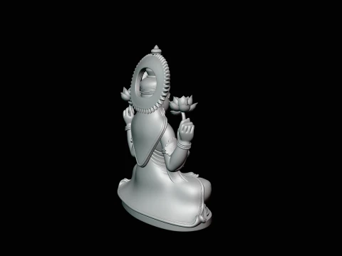 Lakshmi Goddess Statue Design 2 - 3D Print Model 3D Print Model