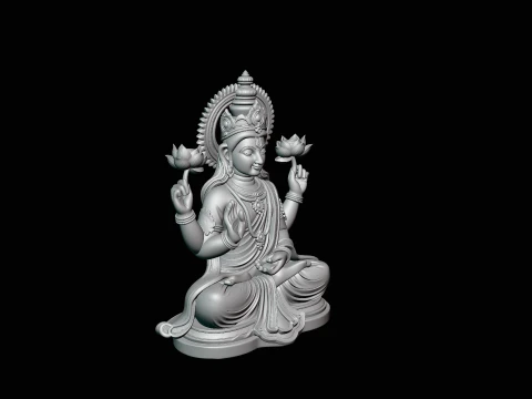 Lakshmi Goddess Statue Design 2 - 3D Print Model 3D Print Model