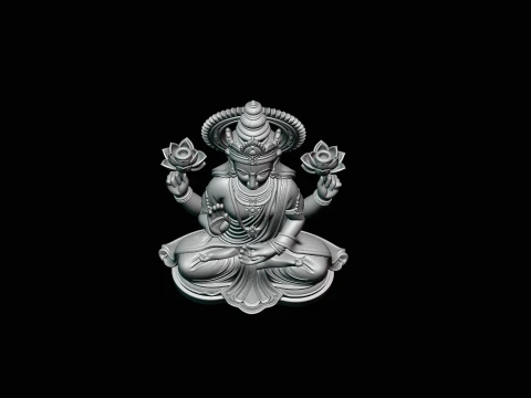 Lakshmi Goddess Statue Design 2 - 3D Print Model 3D Print Model