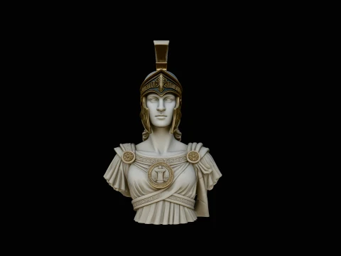 Athena Warrior Bust Pendant Design 2 - 3D Print Model 3D Print Model