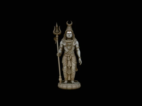 Shiva com desenho de est&aacute;tua de tridente 1 - modelo impresso 3D Modelo de Impressão 3D