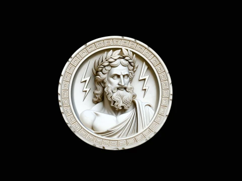 Zeus Relief Medallion Pendant Design 1 - 3D Print Model 3D Print Model