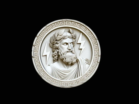 Zeus Relief Medallion Pendant Design 2 - 3D Print Model 3D Print Model