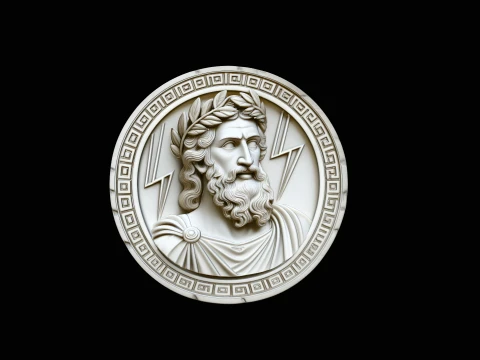 Zeus Relief Medallion Pendant Design 3 - 3D Print Model 3D Print Model