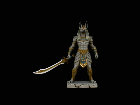 Anubis Savaşçısı Heykel Tasarımı 1 - 3D Baskı Modeli 3D Baskı Modeli
