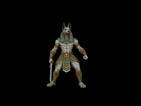 Anubis Savaşçısı Heykel Tasarımı 2 - 3D Baskı Modeli 3D Baskı Modeli