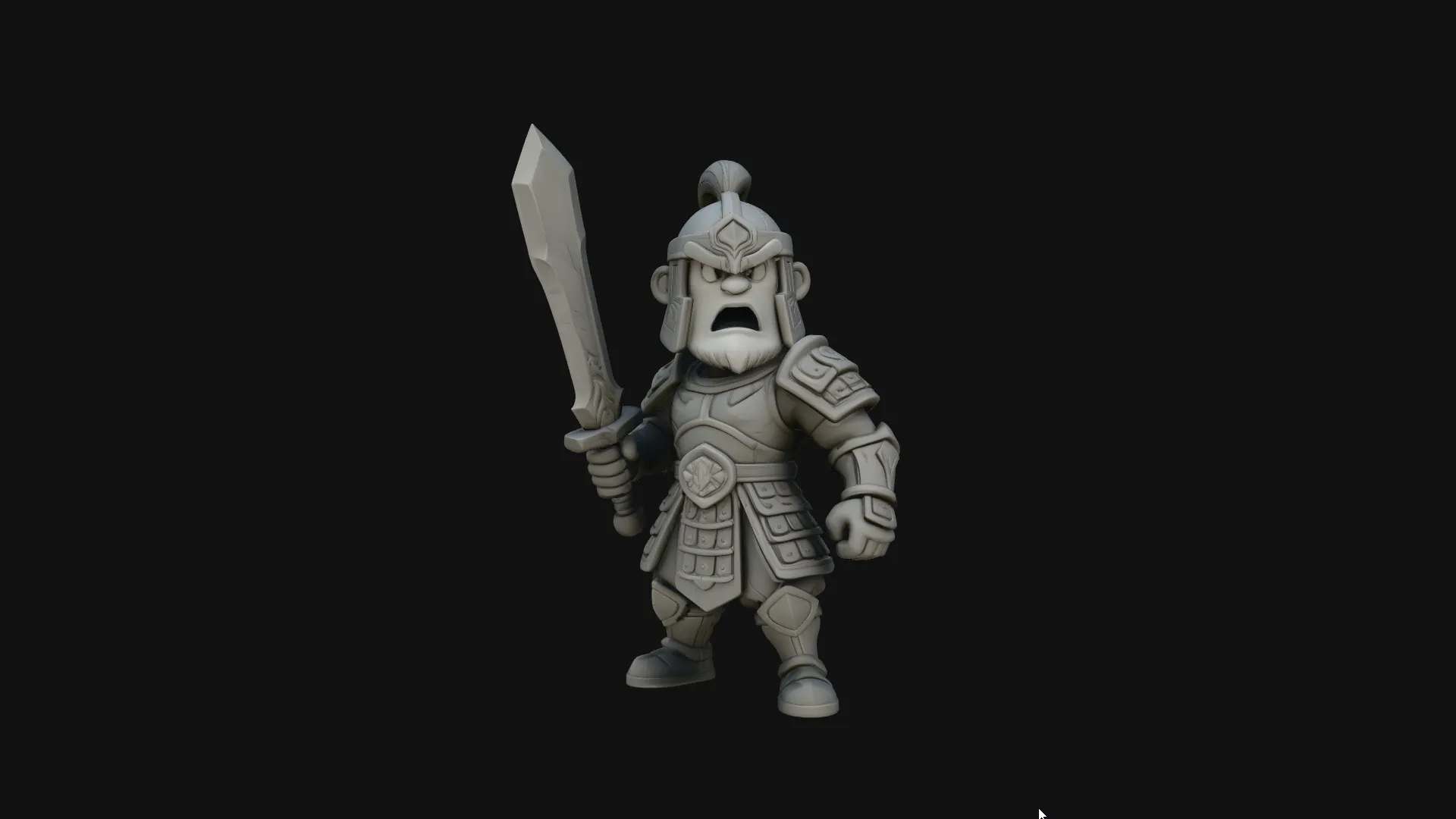 Chibi Armored Warrior Statue Design 1 - 3D Print Model 3D Print Model .c4d .max .obj .3ds .fbx .stl .blend