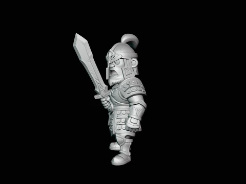 Chibi Armored Warrior Statue Design 1 - 3D Print Model 3D Print Model