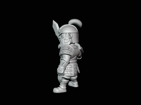 Chibi Armored Warrior Statue Design 1 - 3D Print Model 3D Print Model