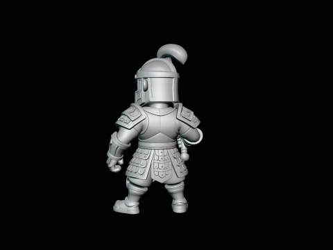 Chibi Armored Warrior Statue Design 1 - 3D Print Model 3D Print Model