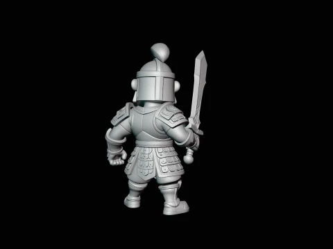 Chibi Armored Warrior Statue Design 1 - 3D Print Model 3D Print Model