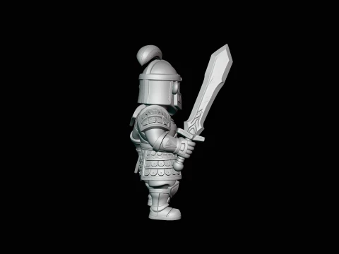Chibi Armored Warrior Statue Design 1 - 3D Print Model 3D Print Model