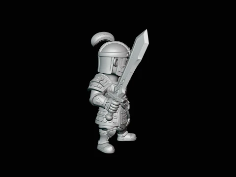 Chibi Armored Warrior Statue Design 1 - 3D Print Model 3D Print Model
