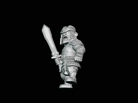 Chibi Armored Warrior Statue Design 1 - 3D Print Model 3D Print Model