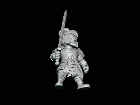 Chibi Armored Warrior Statue Design 1 - 3D Print Model 3D Print Model