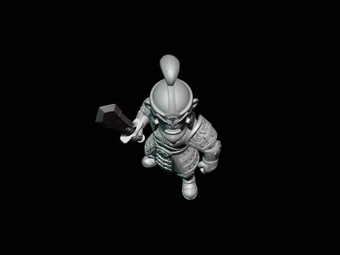 Chibi Armored Warrior Statue Design 1 - 3D Print Model 3D Print Model