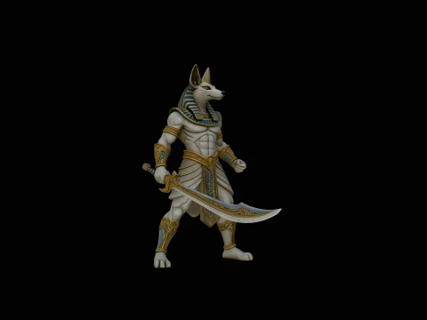 Anubis Savaşçısı Heykel Tasarımı 3 - 3D Baskı Modeli 3D Baskı Modeli