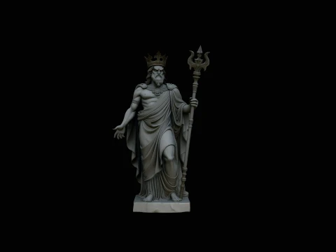 Poseidon Sea King Statue Design 1 - 3D Print Model Model do druku 3D