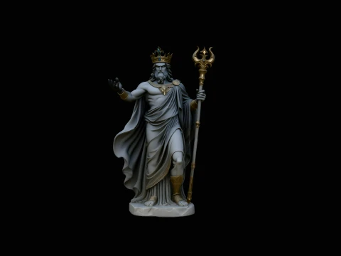 Poseidon Sea King Statue Design 2 - 3D Print Model 3D Принт Модель