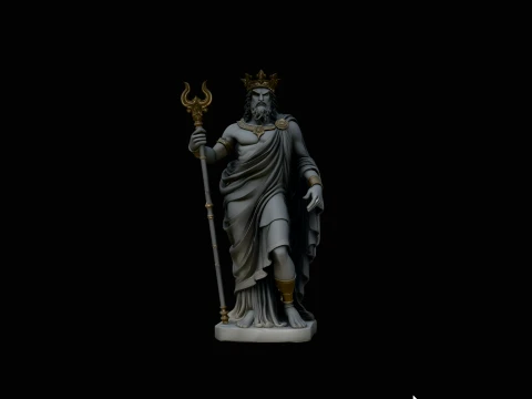Poseidon Sea King Statue Design 3 - 3D Print Model Model do druku 3D