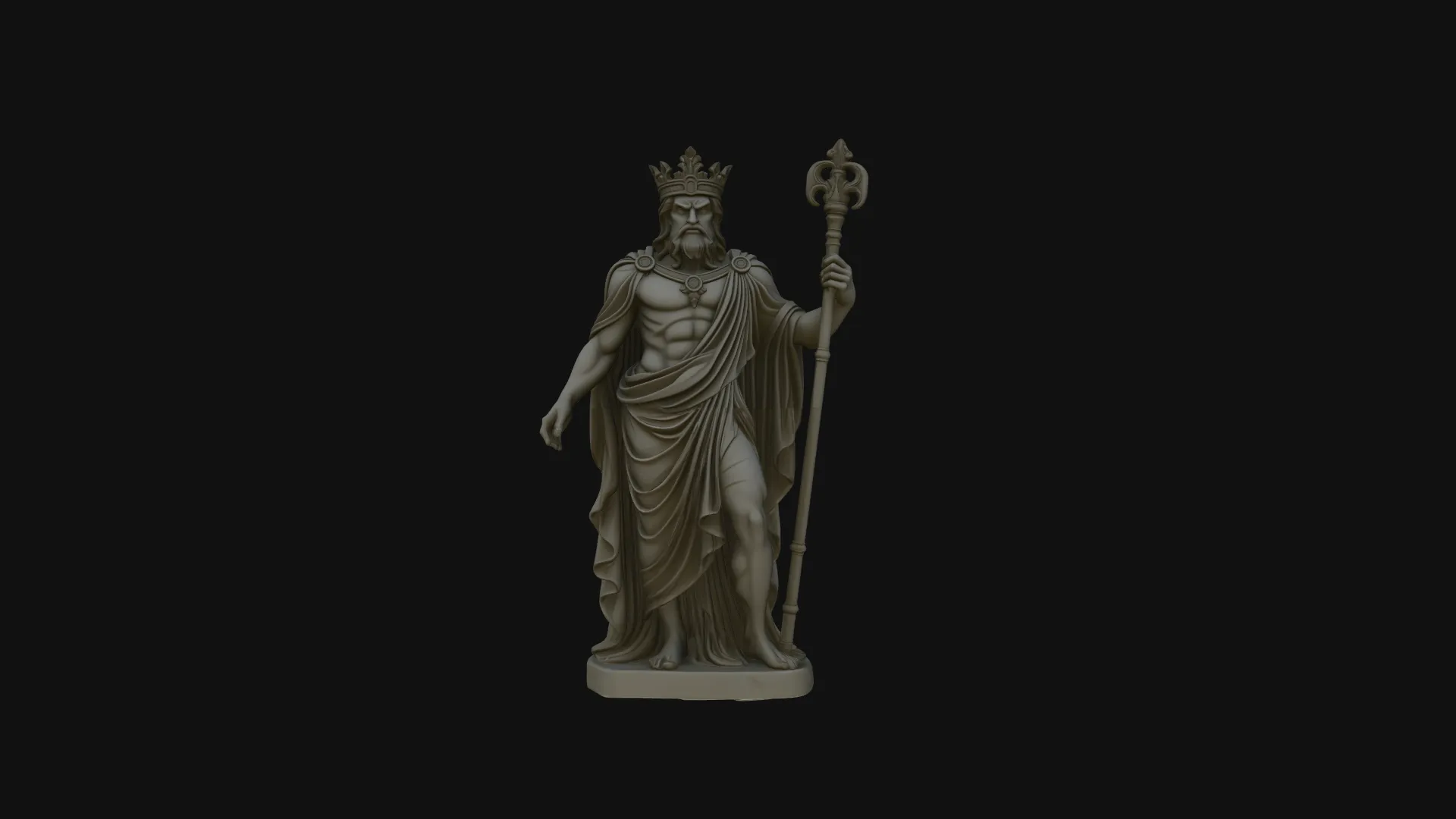 Poseidon Sea King Statue Design 4 - 3D Print Model 3D Print Model .c4d .max .obj .3ds .fbx .stl .blend