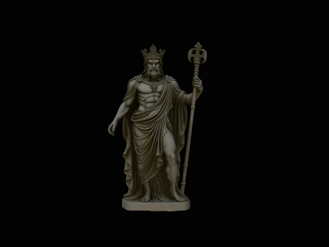 Poseidon Sea King Statue Design 4 - 3D Print Model 3D Druckmodell
