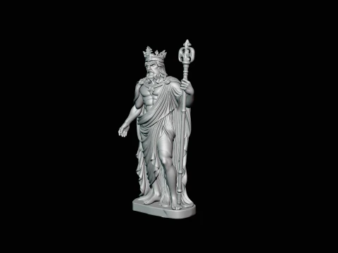 Poseidon Sea King Statue Design 4 - 3D Print Model 3D Print Model