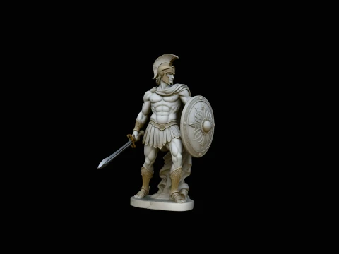 Greek Hoplite Warrior Statue Design 1 - 3D Print Model Modelo de impresión 3D