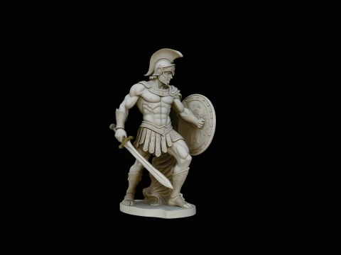 Greek Hoplite Warrior Statue Design 4 - 3D Print Model 3D Baskı Modeli