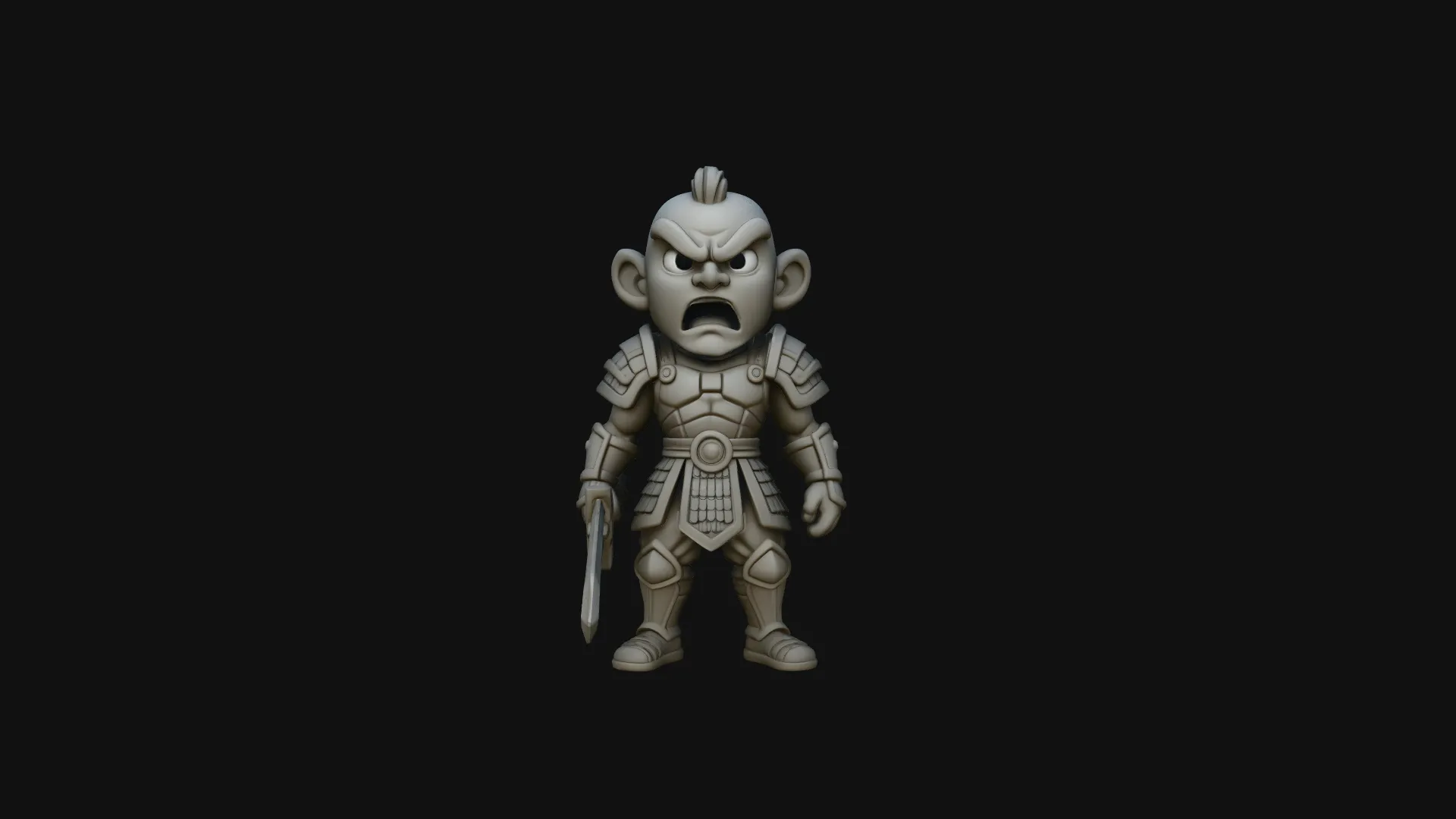 Chibi Armored Warrior Statue Design 2 - 3D Print Model 3D Print Model .c4d .max .obj .3ds .fbx .stl .blend 