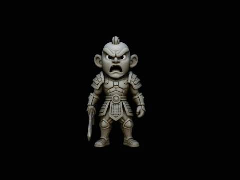 Chibi Armored Warrior Statue Design 2 - 3D Print Model 3D Baskı Modeli