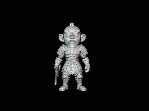 Chibi Armored Warrior Statue Design 2 - 3D Print Model 3D Print Model