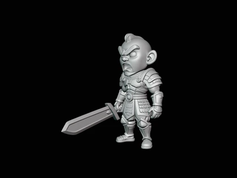 Chibi Armored Warrior Statue Design 2 - 3D Print Model 3D Print Model