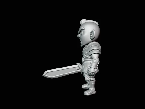 Chibi Armored Warrior Statue Design 2 - 3D Print Model 3D Print Model