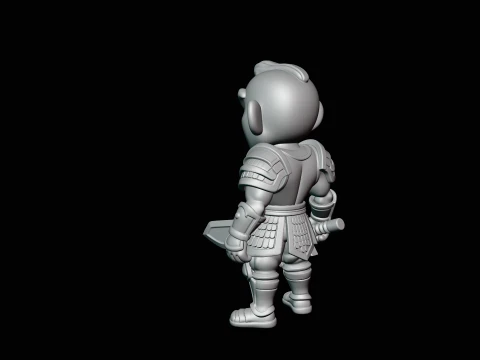 Chibi Armored Warrior Statue Design 2 - 3D Print Model 3D Print Model