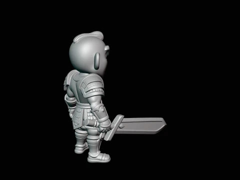 Chibi Armored Warrior Statue Design 2 - 3D Print Model 3D Print Model