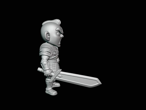 Chibi Armored Warrior Statue Design 2 - 3D Print Model 3D Print Model