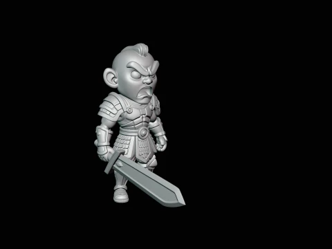 Chibi Armored Warrior Statue Design 2 - 3D Print Model 3D Print Model