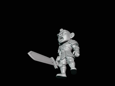 Chibi Armored Warrior Statue Design 2 - 3D Print Model 3D Print Model