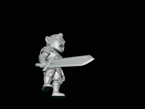Chibi Armored Warrior Statue Design 2 - 3D Print Model 3D Print Model