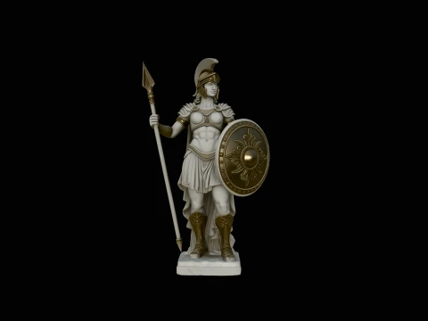 Athena Warrior Goddess Statue Design 1 - 3D Print Model Modèles 3D en vedette