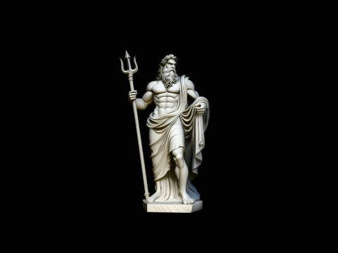 Poseidon with Trident Statue Design 1 - 3D Print Model Model do druku 3D