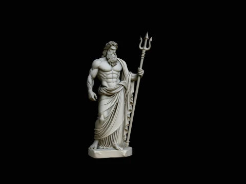 Poseidon with Trident Statue Design 2 - 3D Print Model Model do druku 3D