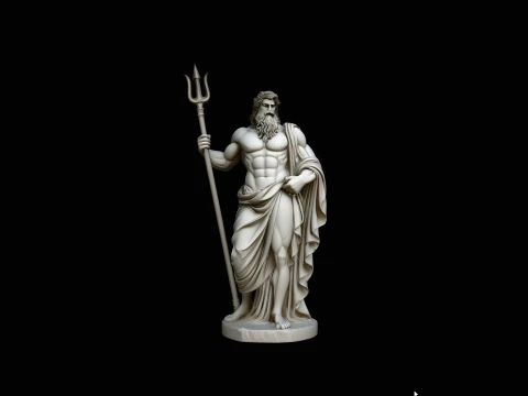 Poseidon with Trident Statue Design 3 - 3D Print Model Model do druku 3D