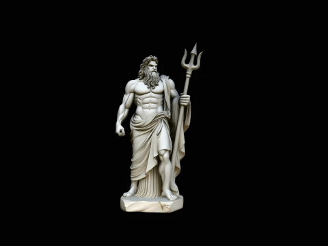 Poseidon with Trident Statue Design 4 - 3D Print Model Model do druku 3D