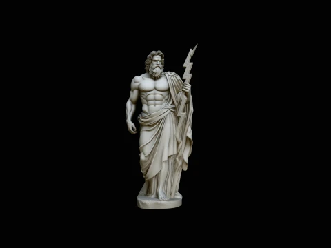 Zeus with Lightning Bolt Statue Design 1 - 3D Print Model 3D Print Model