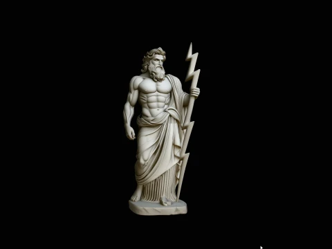 Zeus with Lightning Bolt Statue Design 3 - 3D Print Model 3D Print Model
