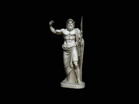 Zeus with Lightning Bolt Statue Design 4 - 3D Print Model 3D Print Model