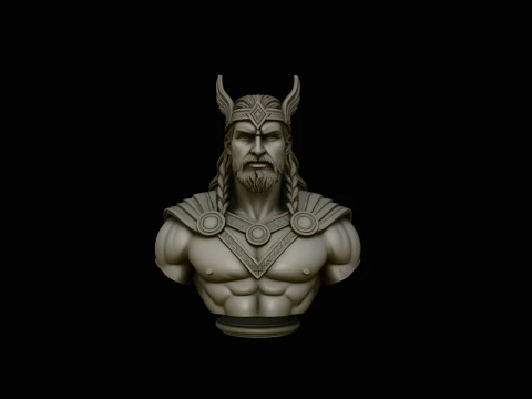 Norse Warrior God Bust Statue Design 1 - 3D Print Model 3D Druckmodell