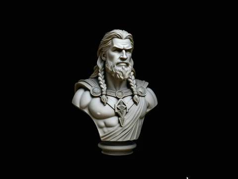 Norse Warrior God Bust Statue Design 3 - 3D Print Model 3D Принт Модель